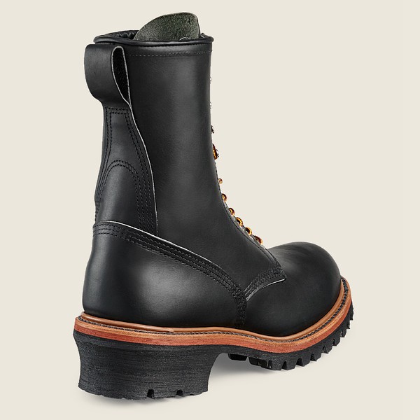 Red Wing Work Boots Mens Black - Loggermax - 9-inch Soft Toe - 6413502-US